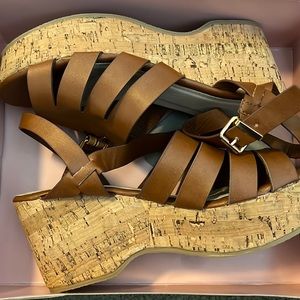 NEW-NEVER WORN Brown Wedge Heels
